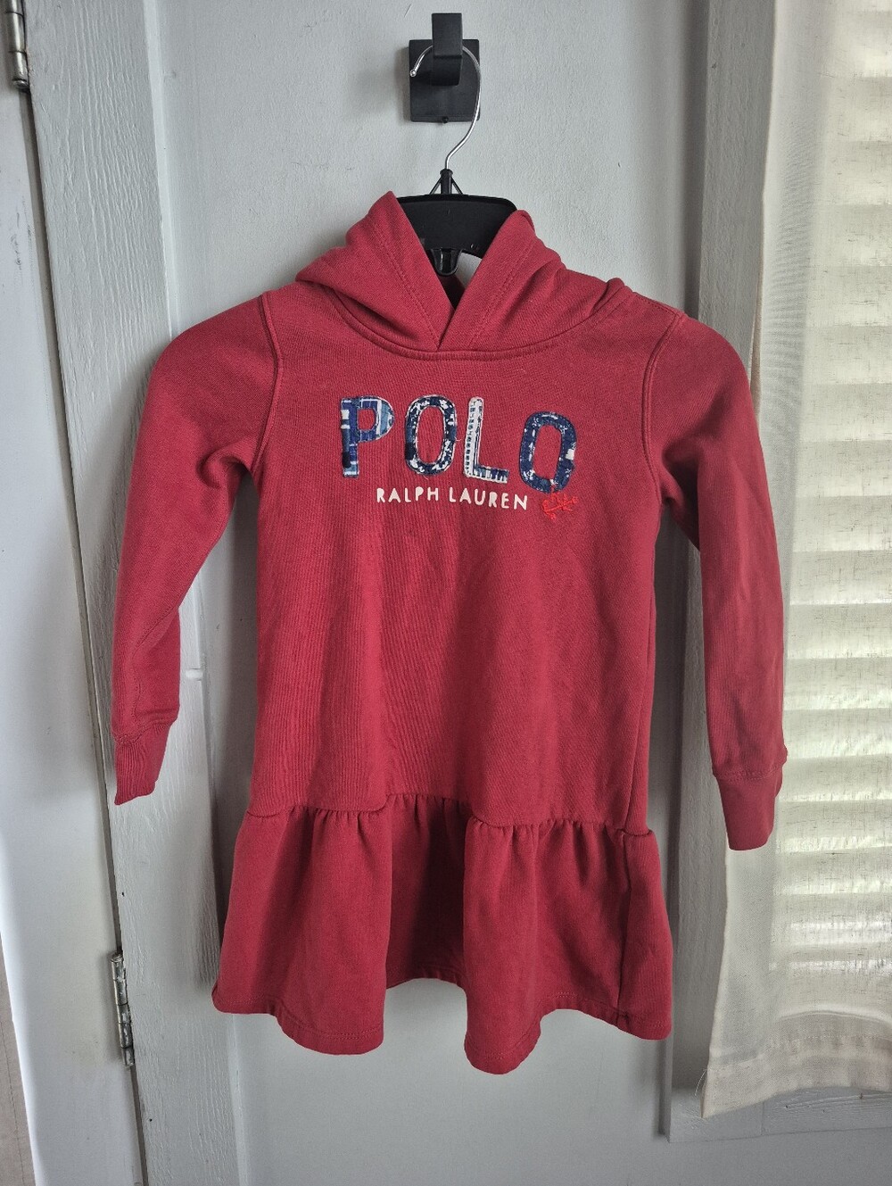 Polo by Ralph Lauren Red Hooded Sweatshirt Dress with Logo